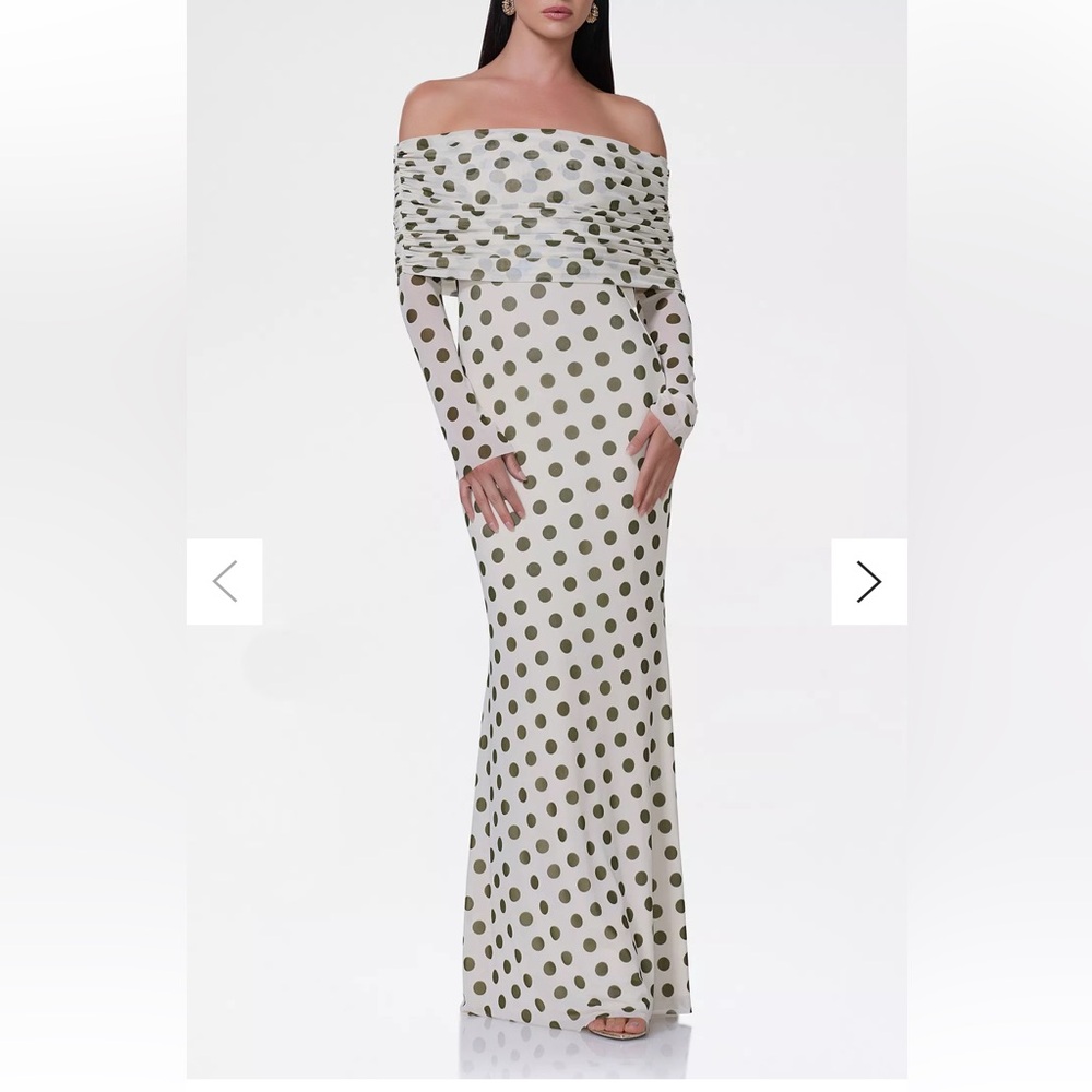 AFRM Thelma Mesh Off-The-Shoulder Long Sleeve Maxi Dress Size S - New with Tags